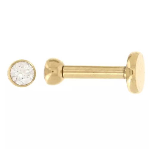Piercing d'oreille rond 2.5 mm oxyde de zirconium - Acier inoxydable 316 Doré x1