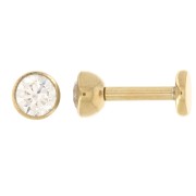 Piercing d'oreille rond 4 mm oxyde de zirconium - Acier inoxydable 316 Doré x1|raw }}
