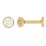 Piercing d'oreille rond 4 mm oxyde de zirconium - Acier inoxydable 316 Doré x1