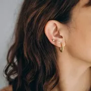 Piercing d'oreille rond 4 mm oxyde de zirconium - Acier inoxydable 316 Doré x1