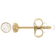 Boucles d'oreilles ronds 3.5 mm avec oxyde de zirconium - Acier inox 304L Doré x2|raw }}