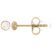 Boucles d'oreilles ronds 3.5 mm avec oxyde de zirconium - Acier inox 304L Doré x2