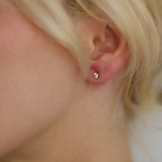 Boucles d'oreilles ronds 3.5 mm avec oxyde de zirconium - Acier inox 304L Doré x2