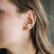 Boucles d'oreilles ronds 3.5 mm avec oxyde de zirconium - Acier inox 304L Doré x2