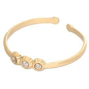 Bague fine T53 à T62 - 3 oxydes de zirconium - Acier inox 304 Doré - Crystal x1