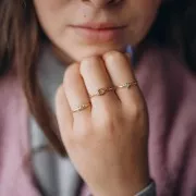 Bague fine T51 à T 60 avec oxyde de zirconium - Acier inoxydable 304L Doré - Crystal x1