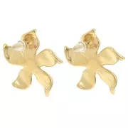 Clous d'oreilles fleur 29x31 mm - Acier inoxydable 304L Doré x2