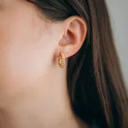 Créoles ovales 19 mm effet corde - Acier inoxydable 304L Doré x2