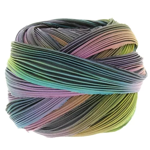 Ruban twill de soie Shibori Midnight Borealis x10cm
