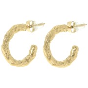 Créoles rondes martelées ouvertes 20.5 mm - Acier inoxydable 304L Doré x2|raw }}