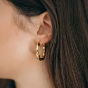 Créoles rondes effet torsadé 31 mm - Acier inoxydable 304L Doré x2