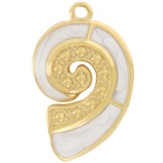 Pendentif coquillage 28x18 mm et résine époxy - Acier inox 304L Doré - Blanc nacré|raw }}