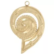 Pendentif coquillage 31x21 mm avec strass - Acier inox 304L Doré x1