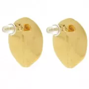 Boucles d'oreilles fleur vintage 21x18 mm imit nacre - Acier inox 304L Doré x2