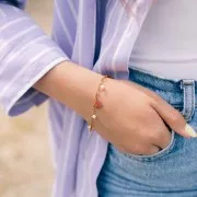 Breloque méduse 10x9 mm - résine époxy - Acier inoxydable 304L Doré - Fuschia x1