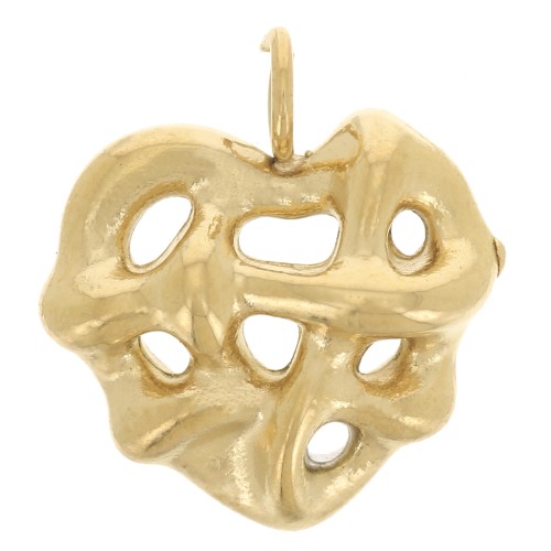 Breloque coeur effet tissé 11x10 mm - Acier inoxydable 304L Doré x1