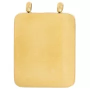 Pendentif rectangle martelé 19x14 mm avec nacre et CZ - Acier inox 304L Doré x1