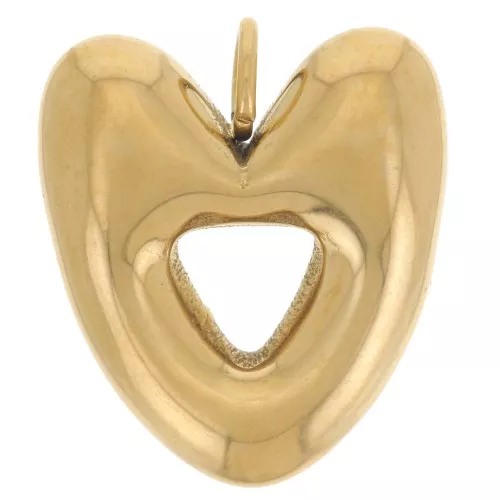 Breloque coeur ballon évidé 15x13 mm - Acier inoxydable 304L Doré x1