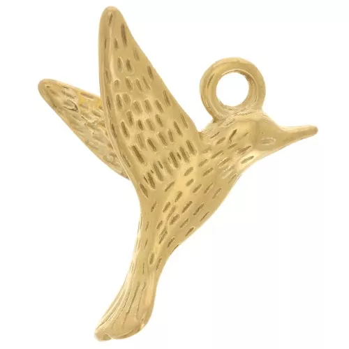 Breloque oiseau Colibri 14x16 mm - Acier inoxydable 304L Doré x1
