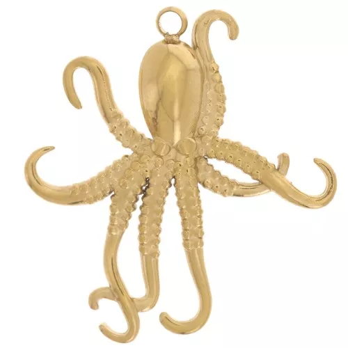 Pendentif pieuvre 25x23 mm - Acier inoxydable 304L Doré x1