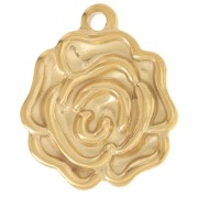 Pendentif fleur Rose 21x18 mm - Acier inoxydable 304L Doré x1|raw }}