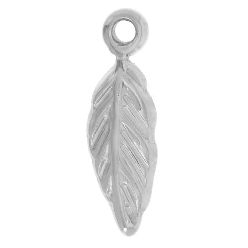 Breloque feuille 16x5 mm - Acier inoxydable 304L x1