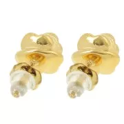 Boucles d'oreilles fleur rose 8 mm - Acier inoxydable 304L Doré x2