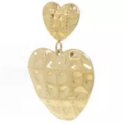 Pendentifs coeur effet matelassé 26x27 mm - Acier inoxydable 304L Doré x2