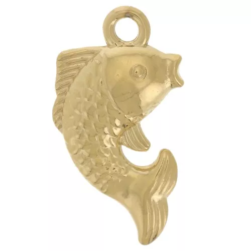 Breloque poisson Carpe koï 17x9 mm - Acier inoxydable 304L Doré x1