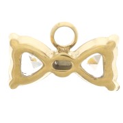 Breloque noeud papillon 6x9.5mm avec oxydes de zirconium - Acier inox 304L Doré x1