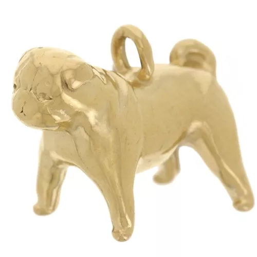 Breloque chien Carlin 13x16 mm  - Acier inoxydable 304L Doré x1