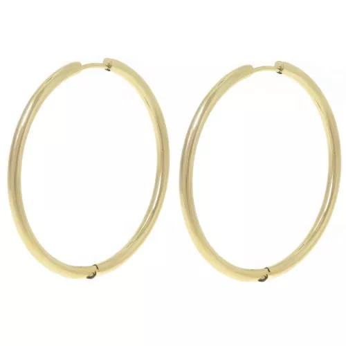 Créoles rondes 40 mm - Fil 2.5 mm - Acier inoxydable 304L Doré x2