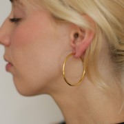 Créoles rondes 40 mm - Fil 2.5 mm - Acier inoxydable 304L Doré x2