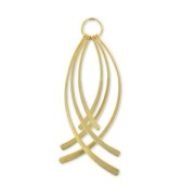 Pendentif breloques courbées 78 mm - Doré à l'or fin satiné x1