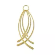 Pendentif breloques courbées 78 mm - Doré à l'or fin satiné x1