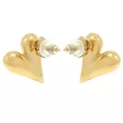 Boucles d'oreilles coeur 14x12 mm - Acier inoxydable 304L Doré x2