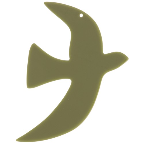 Pendentif oiseau en acrylique 49x36 mm exclu Perles&Co - Kaki x1