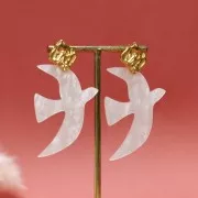 Pendentif oiseau en acrylique 49x36 mm exclu Perles&Co - Pailleté doré x1