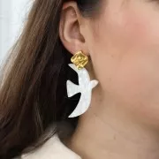 Pendentif oiseau en acrylique 49x36 mm exclu Perles&Co - Pailleté vert mousse x1