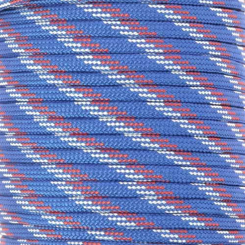 Cordon Paracorde - corde de parachute plate 4 mm - Bleu - Blanc -Rouge x1m
