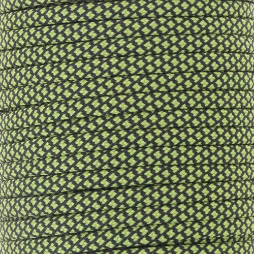 Cordon Paracorde - corde de parachute plate 4 mm - Vert - Noir x1m