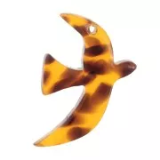 Breloque oiseau en acétate 15x10 mm exclu Perles&Co - Terrazzo Marron - Noir x1