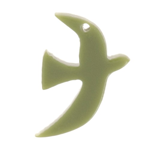 Breloque oiseau en acrylique 15x10 mm exclu Perles&Co - Kaki x1