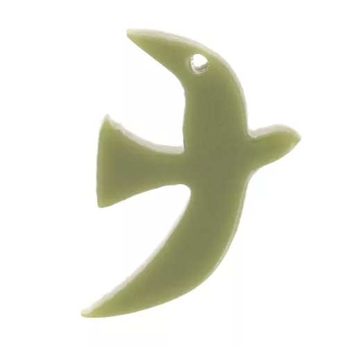 Breloque oiseau en acrylique 15x10 mm exclu Perles&Co - Kaki x1