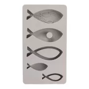 Moule en silicone 26x14.5 cm - 5 formes Poissons - Gris x1