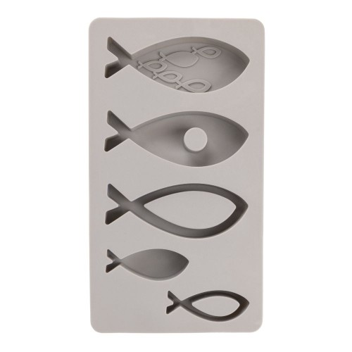 Moule en silicone 26x14.5 cm - 5 formes Poissons - Gris x1