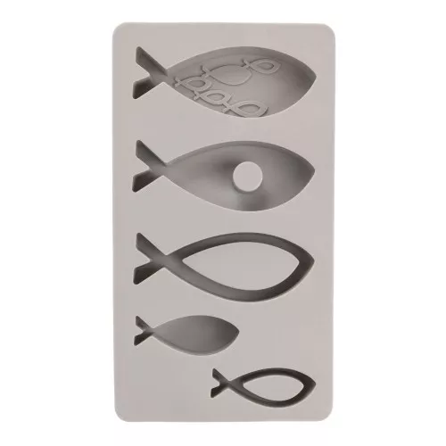 Moule en silicone 26x14.5 cm - 5 formes Poissons - Gris x1