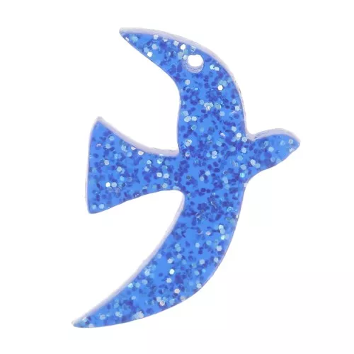 Breloque oiseau en acrylique 15x10 mm exclu Perles&Co - Pailleté bleu roi x1