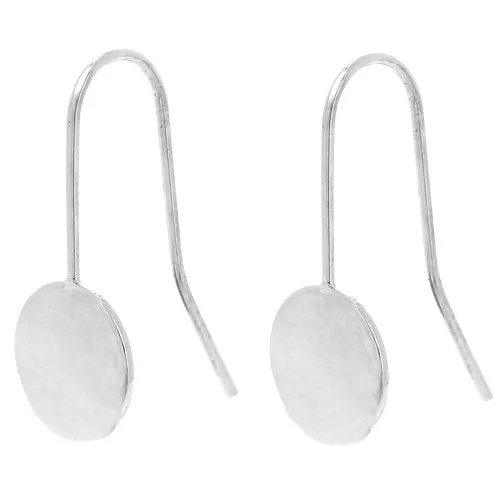 Crochets d'oreilles plateau pour cabochon fond plat 10 mm - Argenté x2