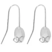 Crochets d'oreilles plateau pour cabochon fond plat 10 mm - Argenté x2